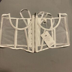 Sheer white zip up corset